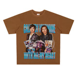 Film Star T Shirt Medium Loose Heavy Weight Retro Street Cotton T-shirt Men and Women