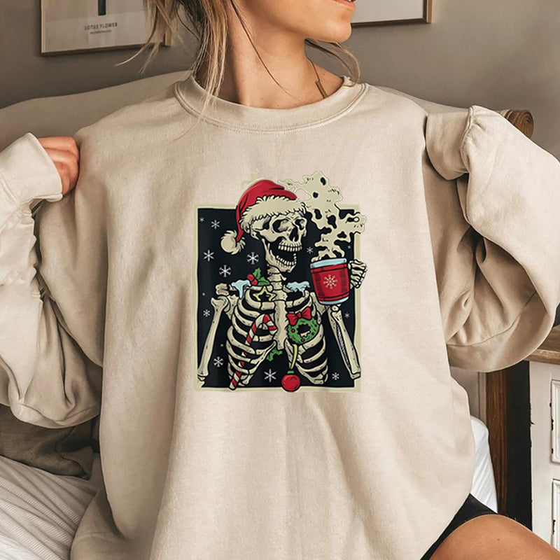 Dead Inside Skeleton Christmas Sweatshirt Sarcastic Christma