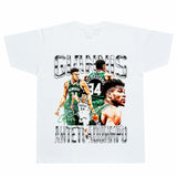 Basket Ball Star T Shirt Washed Distressed Printed T-Shirt Short Sleeve Loose Retro Cotton