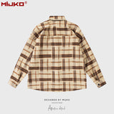 MIJKO Mens Jacket Loose Plaid Jacket Unisex