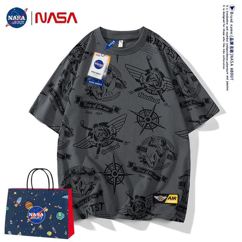 Nasa T Shirt Short-Sleeved T-Shirt Men'S Summer Loose Casual Large Size