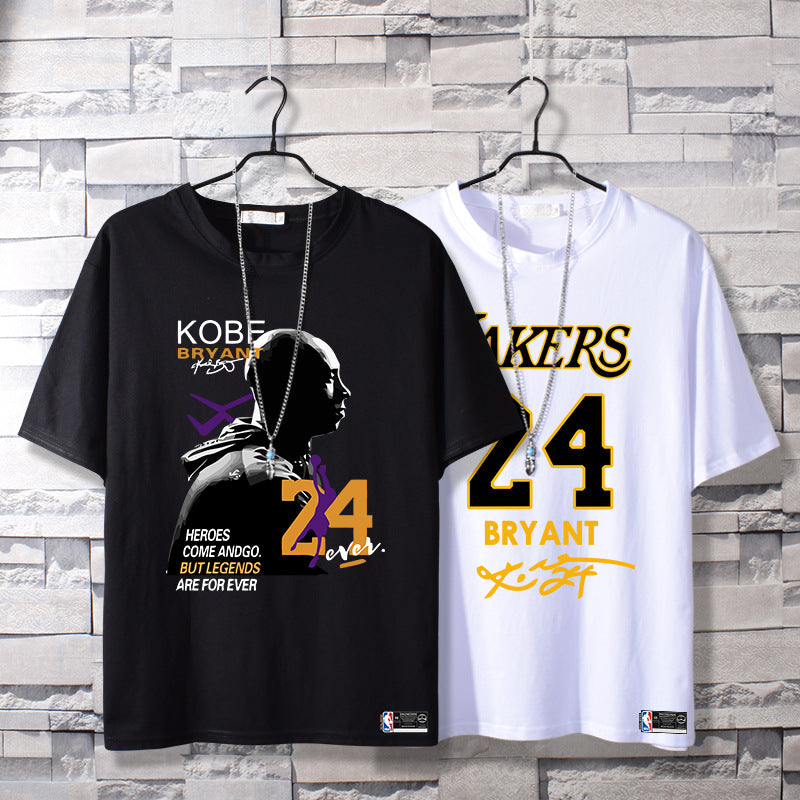 Basketball Sports T Shirt Commemorative Kobe No. 24 Signature Short-Sleeved T-Shirt Men'S Loose Casual Sweatshirt Student