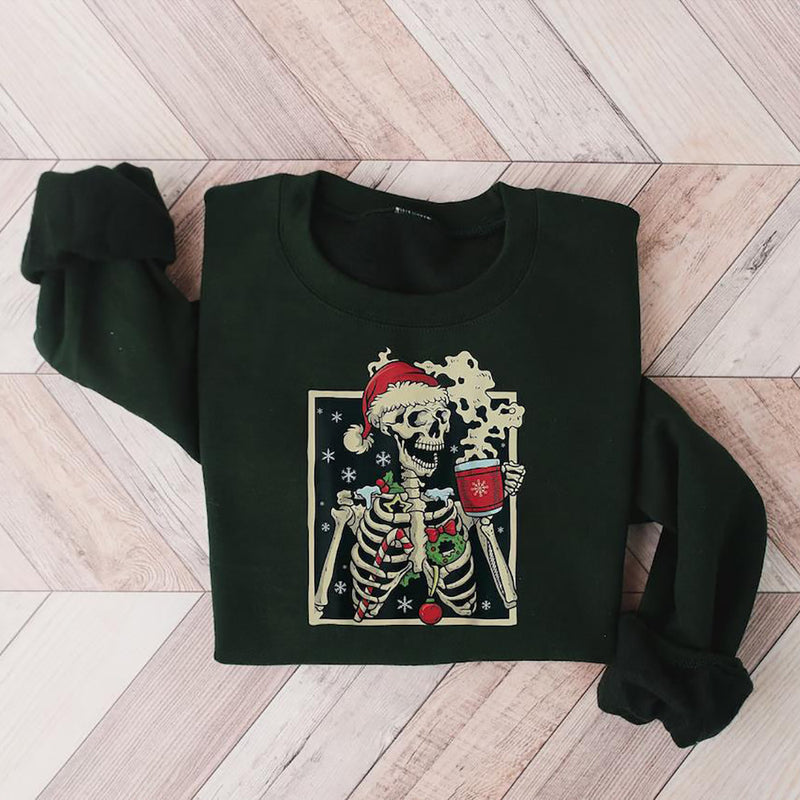 Dead Inside Skeleton Christmas Sweatshirt Sarcastic Christma