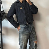 MIJKO Mens Jacket Two-way Zipper Cotton Jacket