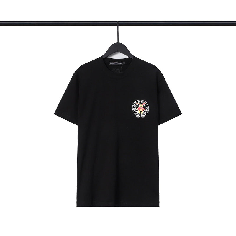 CHH Chrome Heart T Shirts Croix Cross Leather Printed Short Sleeve T-Shirt