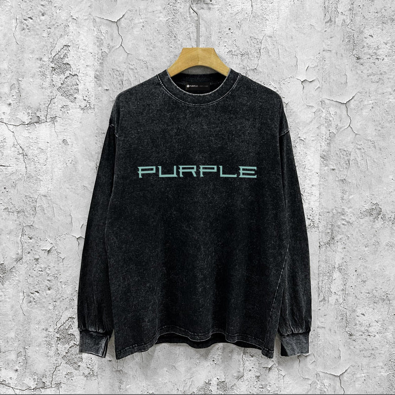 Purple Brand Distressed Long Sleeve Shirt Fashion Distressed Loose Long-sleeved Top