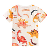 Boy T Shirt Children's T-shirt Summer Children Cartoon Dinosaur Printed Short-Sleeved Shirt Knitted Cotton