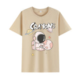 Basketball Sports T Shirt Summer Astronaut Short Sleeve T-Shirt Men And Women Loose