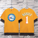 Basketball Sports T Shirt Basketball Sports Philadelphia 76ers Harden No. 1 Training Wear Korean Style Student Loose