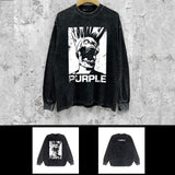 Purple Brand Distressed Long Sleeve Shirt Fashion Distressed Loose Long-sleeved Top