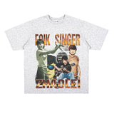Film Star T Shirt Loose American Retro Street round Neck T-shirt Men and Women