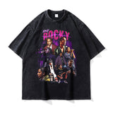 Asap Rocky T Shirts MADARTIST Asap Rocky Washed Old T-Shirt Vintage Short Sleeve