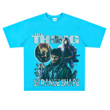 Film Star T Shirt Short Sleeve American Retro Loose Heavy round Neck Street T-shirt Men and Women