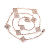 Chains Four-Leaf Clover Necklace with Diamonds and Gold Collarbone Chain St. Valentine's Spectrum
