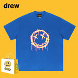 Drew T Shirts Flame Smiley Face Short Sleeve Print