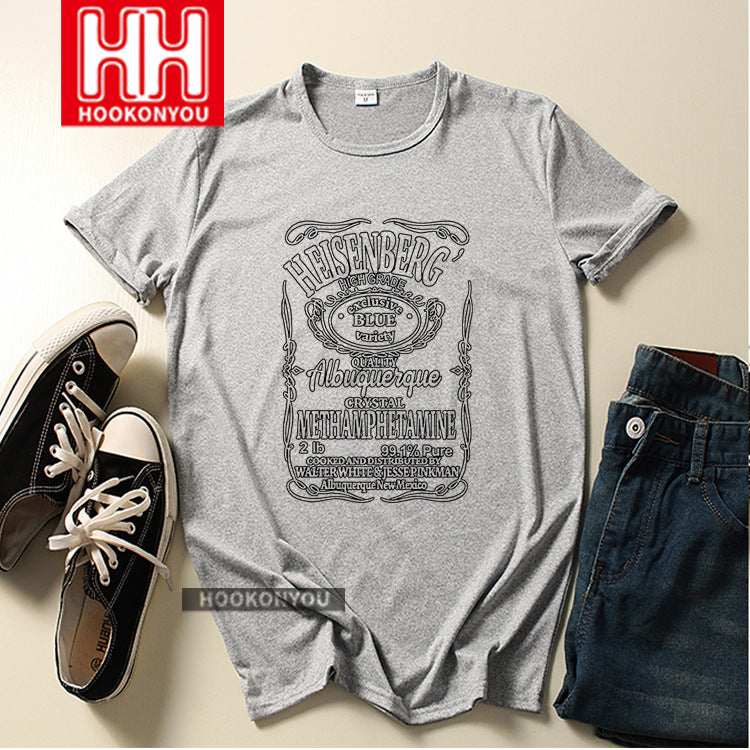 Heisenberg T Shirt American TV Series Deadly Poison Master Short Sleeve Printed T-shirt English Letters