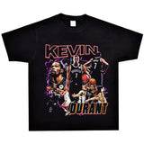 Basket Ball Star T Shirt Basketball Kevin Durant Washed Distressed Printed T-Shirt Personalized Short Sleeve Pure Cotton