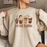 Halloween Sweatshirt Scary Movie Horror Characters Coffee