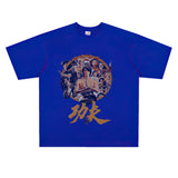 Film Star T Shirt Movie Zhou Xingchi Kung Fu Trendy Pure Cotton Short Sleeve Loose round Neck Heavy T-shirt Men and Women