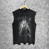 Purple Brand Distressed Tank T Shirts Distressed Sleeveless T-shirt Vest
