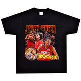 Basket Ball Star T Shirt Jalen Green Washed Distressed Printed T-Shirt Retro Short Sleeve Loose