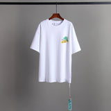 Off Whtie T Shirts Back Color Arrow Print Male And Female Trendy Brand Short Sleeve