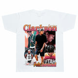 Basket Ball Star T Shirt Basketball Clarkson Washed Distressed Printed American T-shirt Retro Short Sleeve