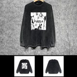 Purple Brand Distressed Long Sleeve Shirt Fashion Distressed Loose Long-sleeved Top