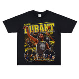 Basket Ball Star T Shirt Basketball Kevin Durant Washed Distressed Printed T-Shirt Personalized Short Sleeve Pure Cotton