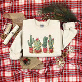 Cute Cotton Christmas Cactus Tape Lights Sweatshirt