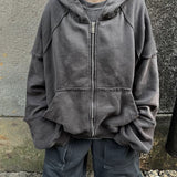 MIJKO Men's Jacket Splicing Zip Cardigan Loose Hooded Sweater