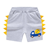 Boy Shorts Summer Children's Cartoon Three-Dimensional Shorts Embroidered Excavator Knitted Boys' Cropped Pants