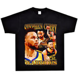 Basket Ball Star T Shirt Basketball Stephen Curry Washed Distressed Printed T-Shirt Short Sleeve Retro Pure Cotton