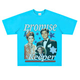 Film Star T Shirt Loose Heavy American Retro Street Cotton Personalized T-shirt for Men and Women