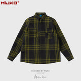 MIJKO Mens Jacket Loose Checked Jacket