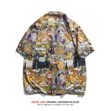 Men Shirts Summer Short Sleeve Printed Shirt Men's Loose