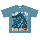 Film Star T Shirt Loose American Retro Street Cotton Personalized T-shirt for Men and Women