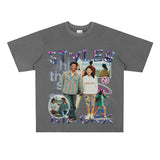 Film Star T Shirt Loose Heavy Crew Neck Street T-shirt
