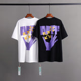Off Whtie T Shirts Hand Print Male And Female Trendy Brand Short Sleeve
