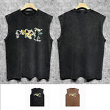 Purple Brand Distressed Tank T Shirts Distressed Sleeveless T-shirt Vest