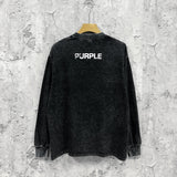 Purple Brand Distressed Long Sleeve Shirt Fashion Distressed Loose Long-sleeved Top