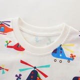 Boy T Shirt Children's Summer Clothing Knitted Cotton Children's Short-Sleeved T-shirt Cartoon round Neck Printing