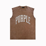 Purple Brand Distressed Tank T Shirts Distressed Sleeveless T-shirt Vest