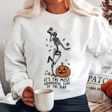 Halloween Skeleton & Pumpkin Print Sweatshirts Casual Long