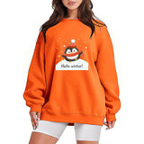 Fall Winter Sweatshirt For Womens Cute Christmas Penguin