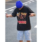 Basket Ball Star T Shirt Trae Young Washed Distressed Printed American T-shirt Loose Retro