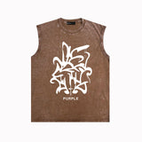 Purple Brand Distressed Tank T Shirts Distressed Sleeveless T-shirt Vest