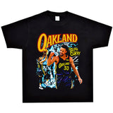 Basket Ball Star T Shirt Basketball Stephen Curry Washed Distressed Printed T-Shirt Short Sleeve Retro Pure Cotton