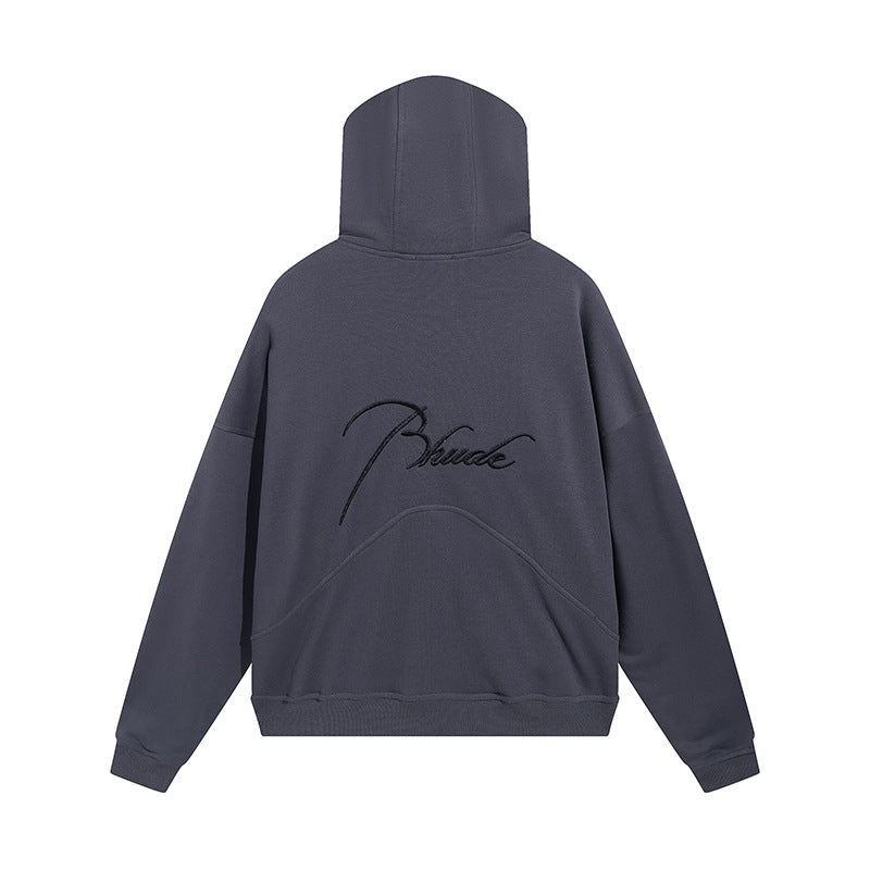 Rhude Hoodie Embroidered Loose-Fitting Hoodie Cardigan Sweater