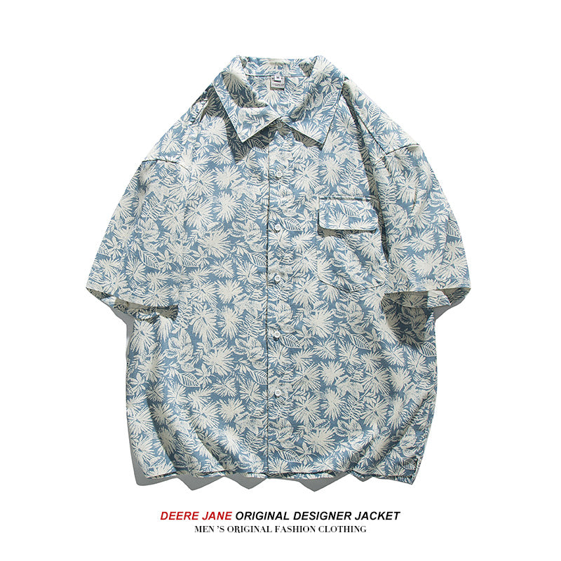 Men Shirts Summer Short Sleeve Printed Shirt Men's Casual